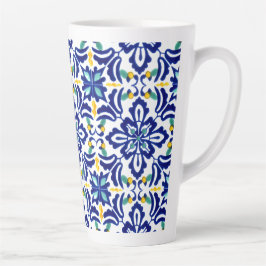 Taza De Café Latte Diseño de mosaico Talavera Terracotta Mexicana No.