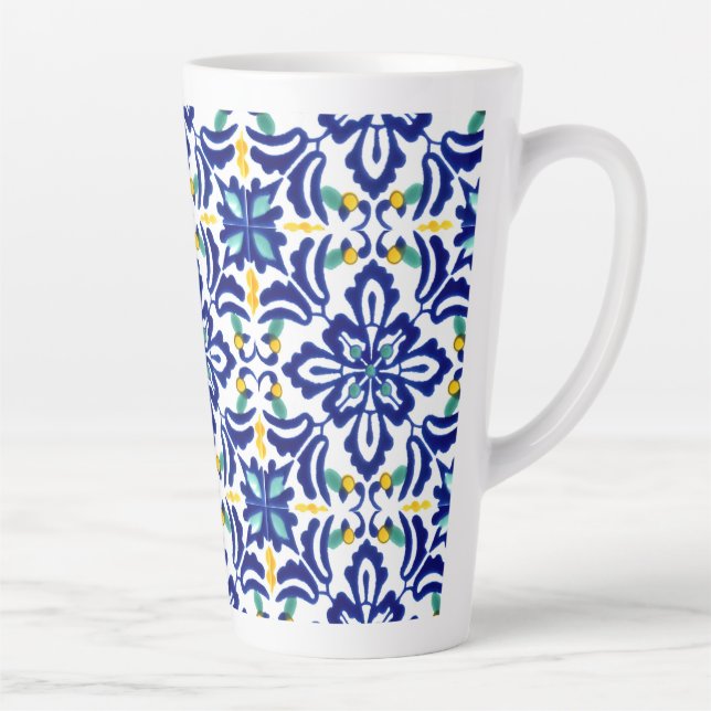 Taza De Café Latte Diseño de mosaico Talavera Terracotta Mexicana No. (Derecha)