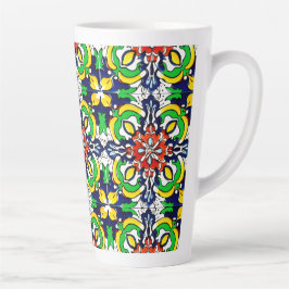 Taza De Café Latte Diseño de mosaico Talavera Terracotta Mexicana No.