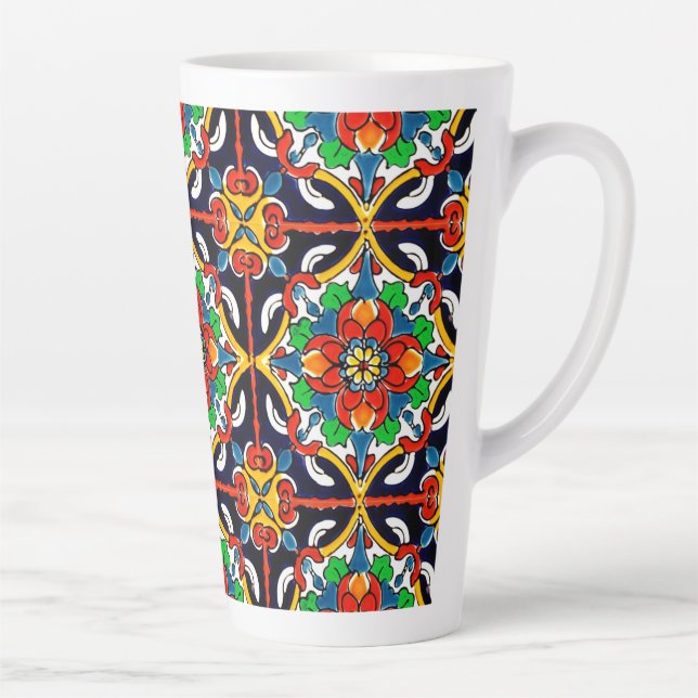 Taza De Café Latte Diseño de mosaico Talavera Terracotta Mexicana No. (Derecha)