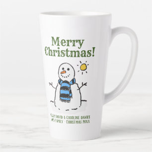 Taza De Café Latte Diseño de muñeco de nieve de Navidad con saludo pe