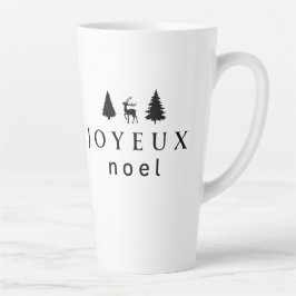 Taza De Café Latte Diseño de Navidad Joyeux Noel con copos de nieve