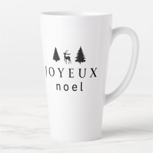 Taza De Café Latte Diseño de Navidad Joyeux Noel con copos de nieve