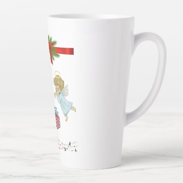 Taza De Café Latte Diseño de navidades con ángeles (Derecha)