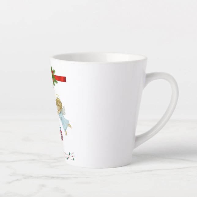 Taza De Café Latte Diseño de navidades con ángeles (Derecha)