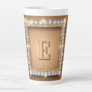 Taza De Café Latte ✨ Diseño de nombre personalizado con monograma de