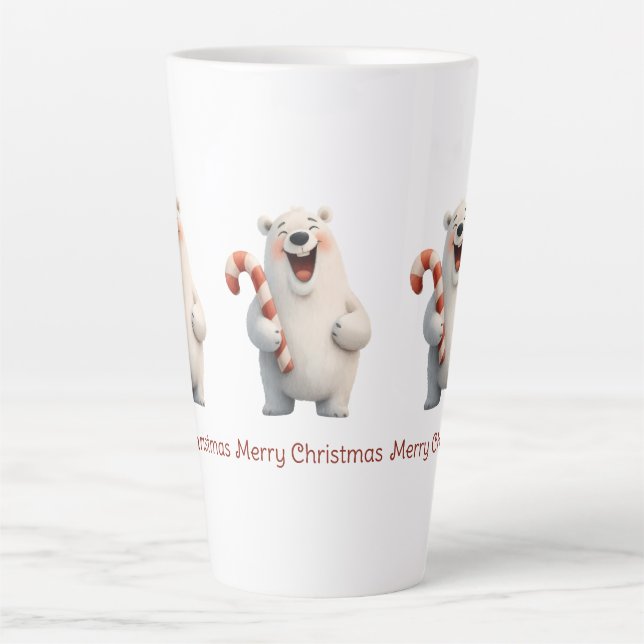 Taza De Café Latte Diseño de osito polar navideño (Anverso)