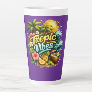 Taza De Café Latte Diseño de Paraíso Tropical Tropic Vibes