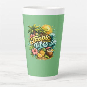 Taza De Café Latte Diseño de Paraíso Tropical Tropic Vibes