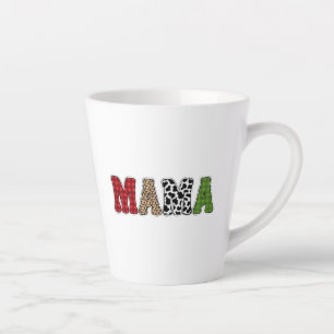 Taza De Café Latte Diseño de patrón de cuadros de Mama Christmas