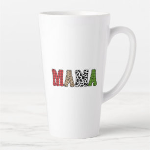 Taza De Café Latte Diseño de patrón de cuadros de Mama Christmas