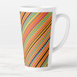 Taza De Café Latte Diseño de patrones aztecas nativos coloridos lindo