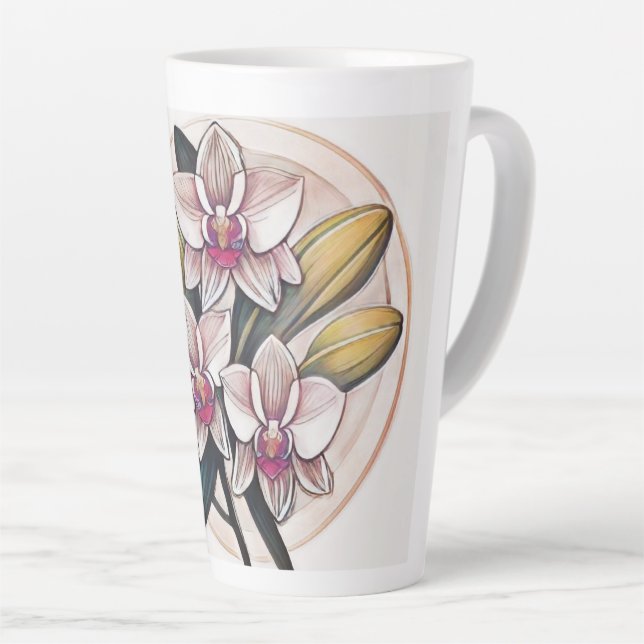 Taza De Café Latte Diseño de plantas de orquídeas (Ángulo derecho)