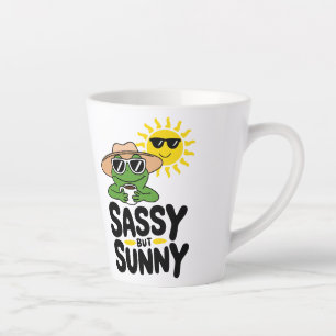 Taza De Café Latte Diseño de rana fresca pero soleada - Verano divert