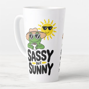 Taza De Café Latte Diseño de rana fresca pero soleada - Verano divert