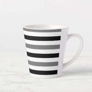 Taza De Café Latte Diseño de rayas blancas y negras Ahs