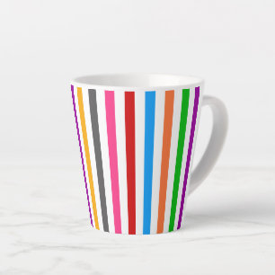 Taza De Café Latte Diseño de rayas de arcoíris coloridas - Blanco 