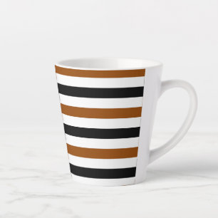 Taza De Café Latte Diseño de rayas marrones negras y blancas