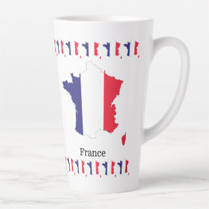Taza De Café Latte Diseño de recuerdo de bandera de Francia en mapa