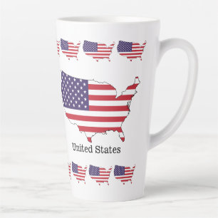 Taza De Café Latte Diseño de recuerdos de bandera y mapa de Estados U