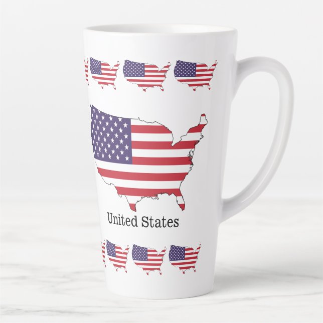 Taza De Café Latte Diseño de recuerdos de bandera y mapa de Estados U (Derecha)