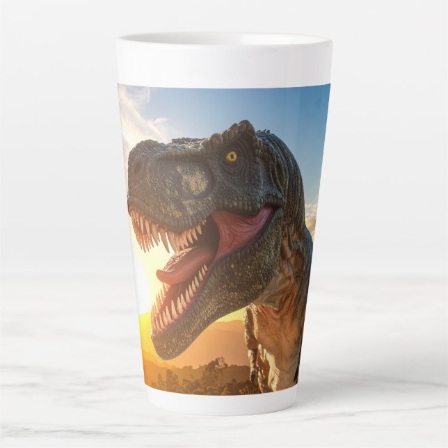 Taza De Café Latte diseño de rugido de T-Rex (Anverso)