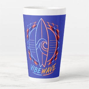 Taza De Café Latte Diseño de tabla de surf Vibewave Neon - Retro Wave