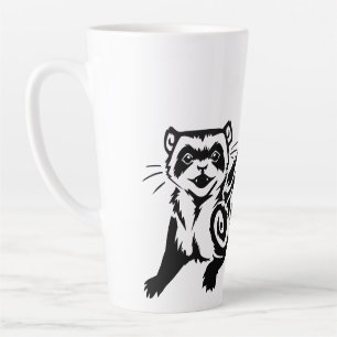 Taza De Café Latte Diseño de tatuaje de ferret tribal