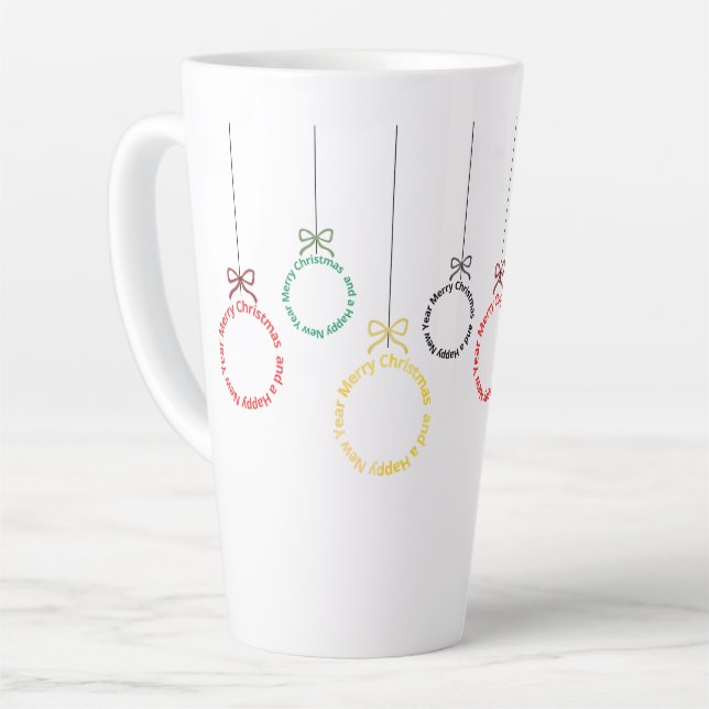 Taza De Café Latte Diseño de Texto de Adornos de Navidad (Ángulo izquierdo)
