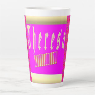 Taza De Café Latte Diseño de Theresa asombroso tazón de café rosa y d