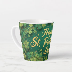 Taza De Café Latte Diseño de trébol del día feliz de San Patricio