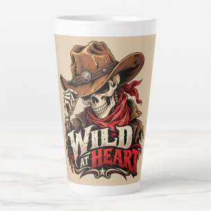 Taza De Café Latte Diseño de vaquero esqueleto de alma salvaje occide