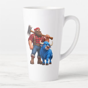 Taza De Café Latte Diseño divertido de dibujos animados 3D de toro az