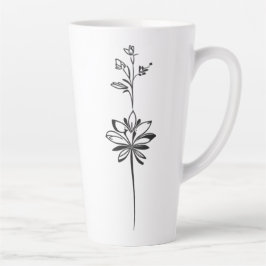 Taza De Café Latte Diseño elegante de la "Línea floral Minimalista"