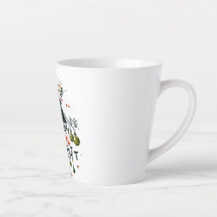 Taza De Café Latte Diseño festivo de árbol de navidad brillante y mor