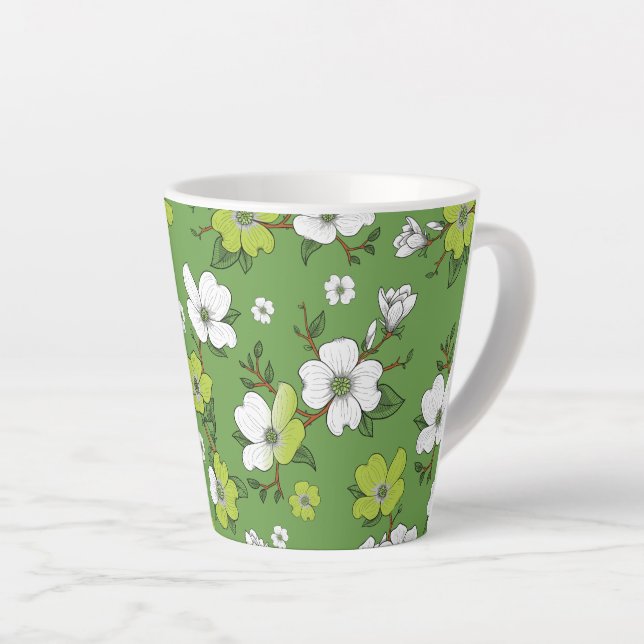 Taza De Café Latte Diseño floral 6 (Ángulo derecho)