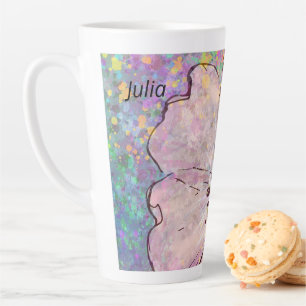 Taza De Café Latte Diseño floral con pintura de pizarra