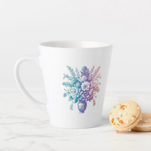Taza De Café Latte Diseño floral de color pastel vintage