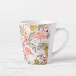 Taza De Café Latte Diseño floral de verano tropical