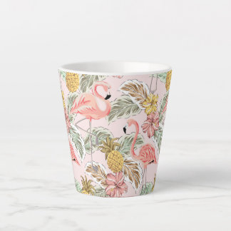 Taza De Café Latte Diseño floral de verano tropical