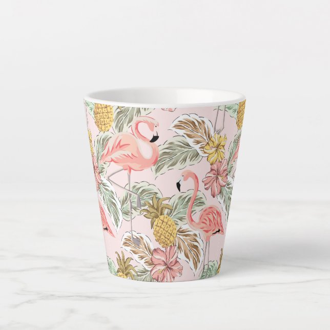 Taza De Café Latte Diseño floral de verano tropical (Anverso)
