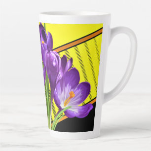 Taza De Café Latte Diseño floral/geométrico de crocus