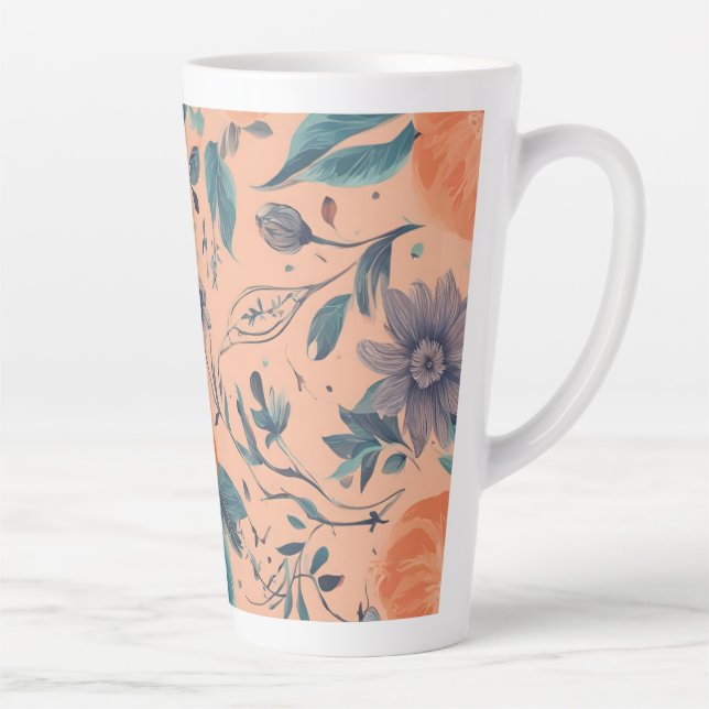 Taza De Café Latte Diseño floral Grande (Derecha)