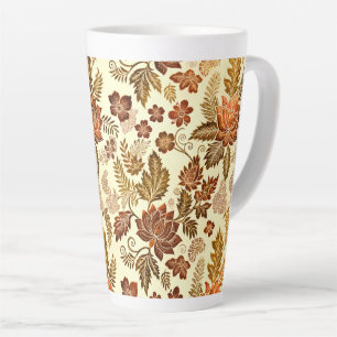 Taza De Café Latte Diseño Floral Heritage Cobre Dorado Cálido