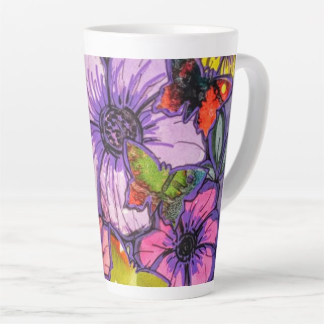 Taza De Café Latte Diseño floral latte Mug (Ángulo derecho)