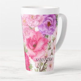 Taza De Café Latte Diseño Floral Personalizado