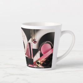 Taza De Café Latte Diseño geométrico de mármol negro y rosa de lujo