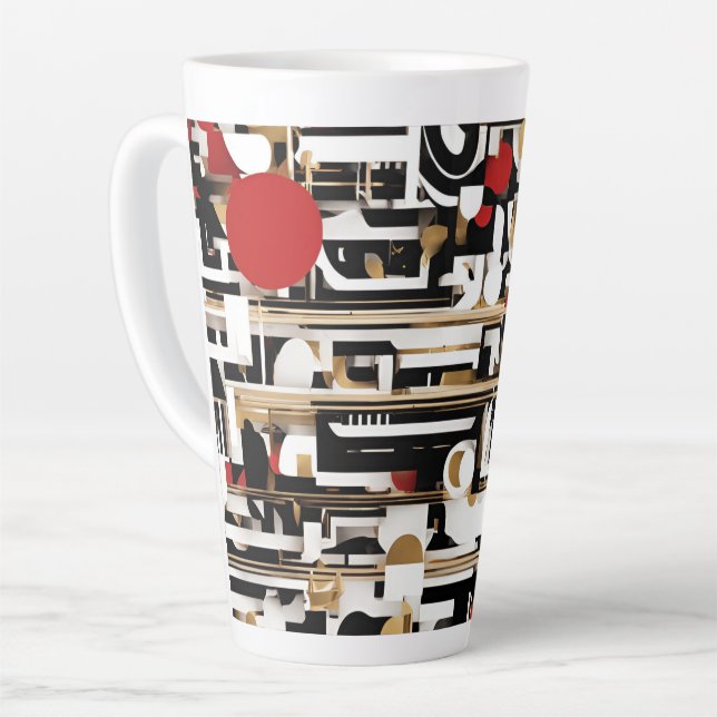Taza De Café Latte Diseño geométrico grande (Ángulo izquierdo)
