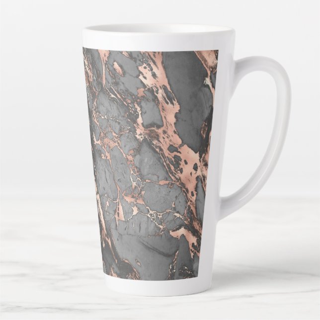 Taza De Café Latte Diseño moderno de mármol rosa dorado gris (Derecha)