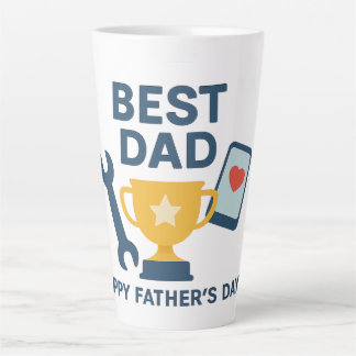 Taza De Café Latte Diseño moderno de Trofeo "Mejor Papá" - Feliz Padr